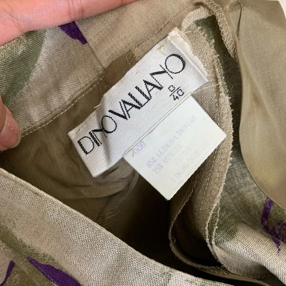 Vintage Dino Valiano Linen Viscose Blend Patterned High Rise Pants Size 40 - Picture 8 of 11